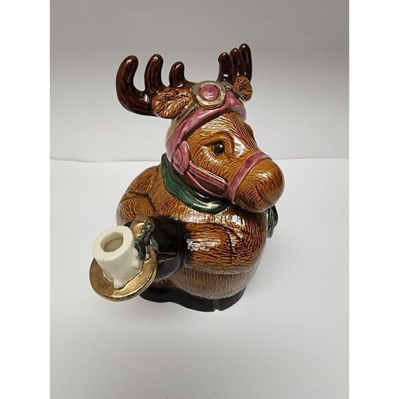 Rare Vintage Reindeer 8" Teapot Ceramic Bisque - Picture 1 of 12